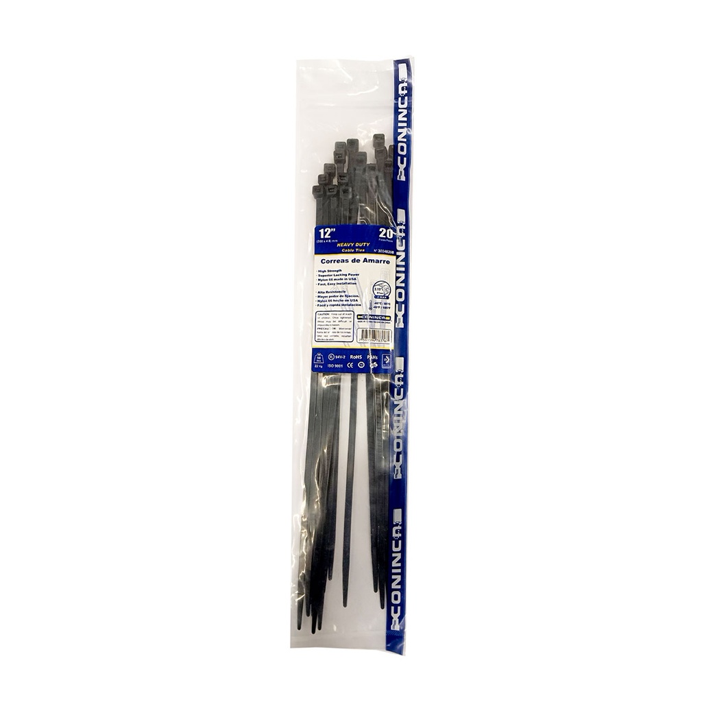 AMARRES PLASTICOS (TIRRA) 12" PAQUETE 20PZAS  CONINCA