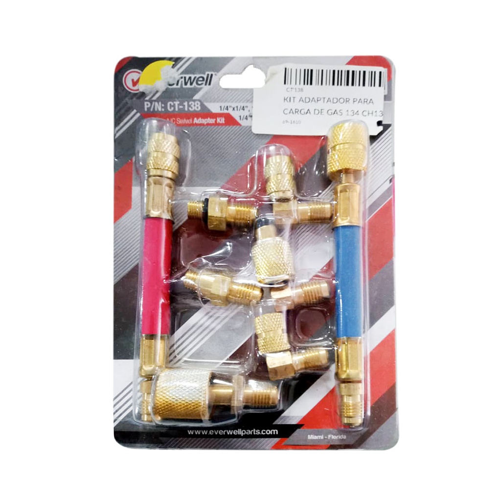 KIT ADAPTADOR PARA CARGA DE GAS 134 CH138 8PZAS